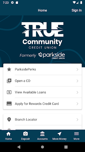 Android application Parkside Credit Union screenshort