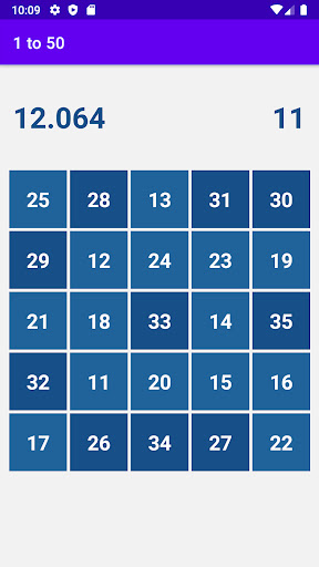 1 to 50 - A simple number game Screen 2