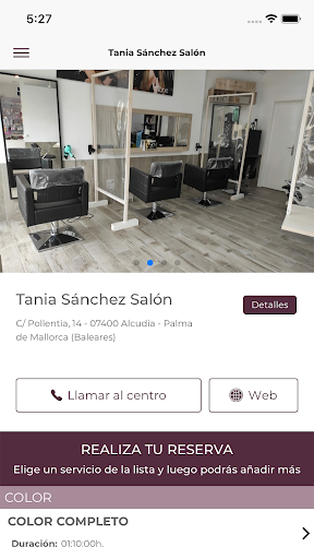 Android application TANIA SANCHEZ SALON screenshort