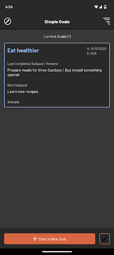 Simple Goals Screen 2