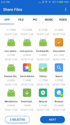 Android application Transfer Files screenshort