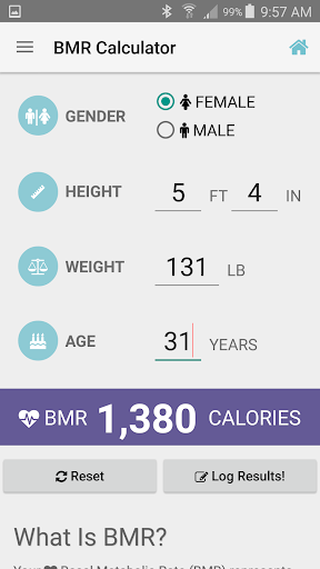 Android application BMR Calculator & Tracker screenshort