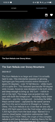 Android application Astronomica - NASA APOD screenshort