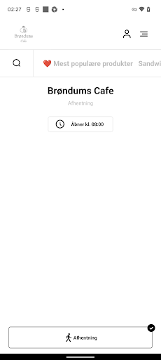 Android application Brøndums Cafe screenshort