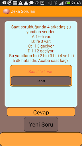 Android application Zeka Soruları screenshort