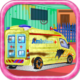 Ambulance wash cleaning games icon