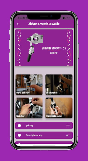 Android application Zhiyun Smooth 5s Guide screenshort