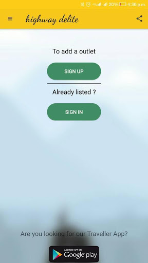 Android application highwaydelite merchant app screenshort