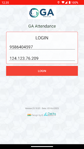 Android application GA Attendance screenshort