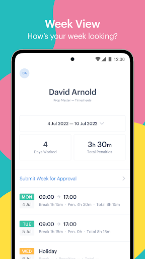 Android application Film Beans Timesheets screenshort