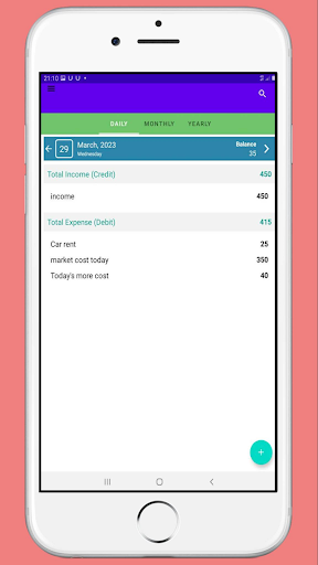 Android application Expense uv screenshort