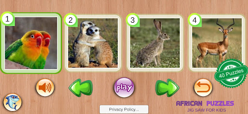 Android application African Animals Puzzles screenshort