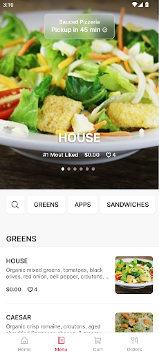 Sauced Pizzeria Screen 2