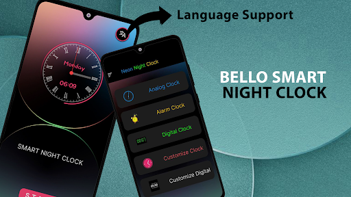 Android application Bello Smart Alarm Night Clock screenshort