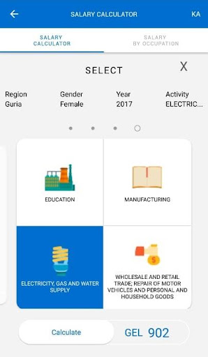 Salary Calculator - Geostat Screen 2