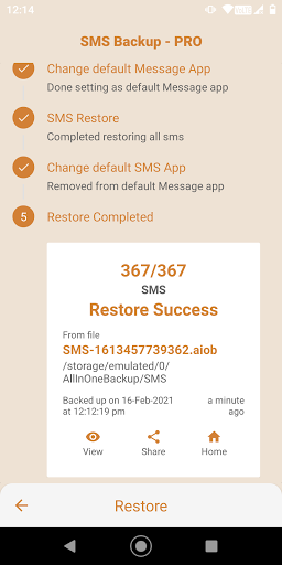 Screenshot of SMS Backup and Restore