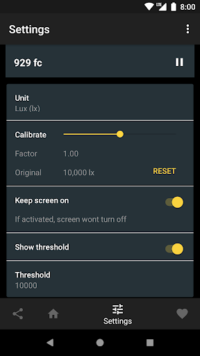 Lux Light Meter Screen 2