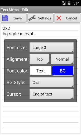 Text Memo(Widget) Screen 3