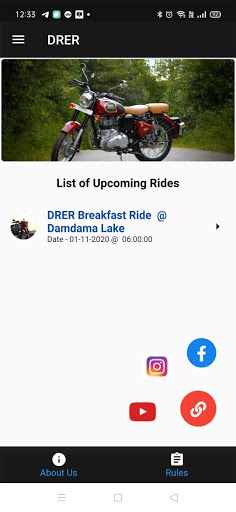 Android application DRER Delhi RoyalEnfield Riders screenshort