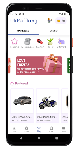 Android application UkRaffKing Lottery System App screenshort