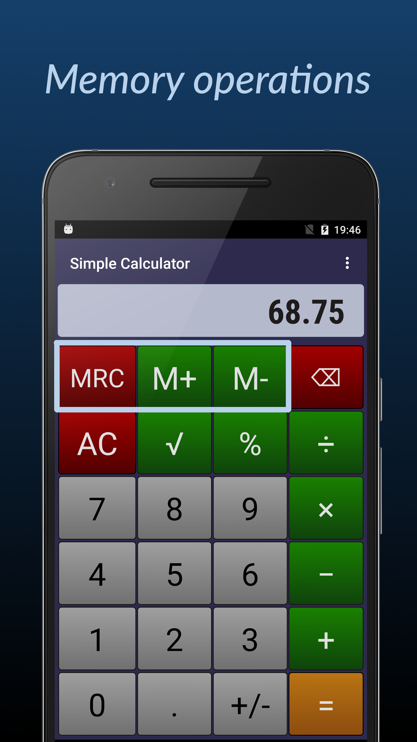 Android application Simple Calculator screenshort