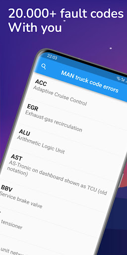 Android application MAN Truck Fault Codes screenshort