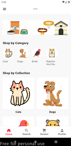 Android application Zobera pets screenshort
