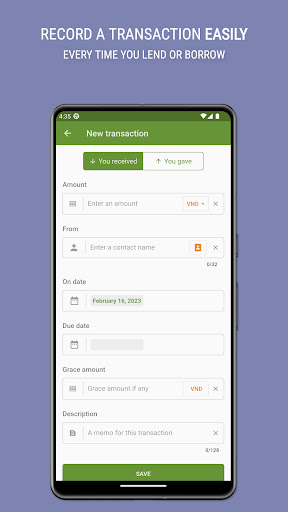 Sono: Debt tracker and manager Screen 2