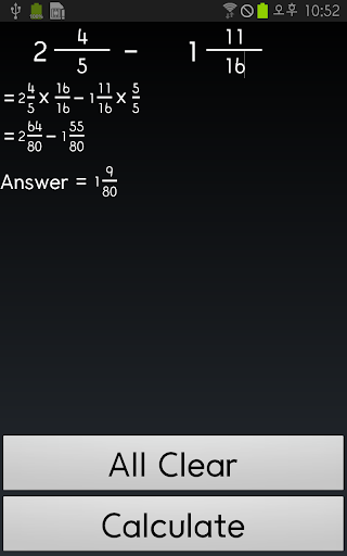 Simple Fraction Calculator Screen 2