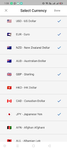 World Currency Converter App Screen 2