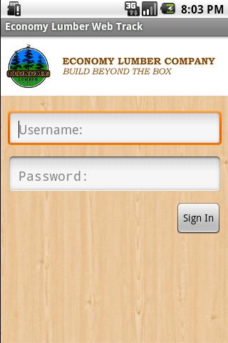 Android application Economy Lumber Web Track screenshort