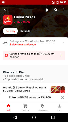 Android application Luvini Pizzas screenshort