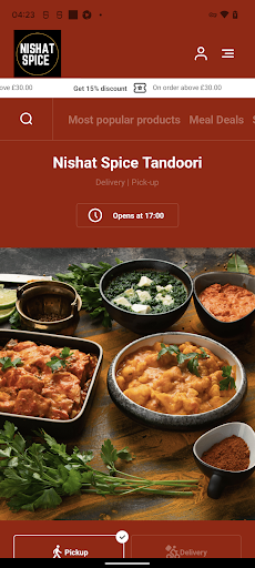 Android application Nishat Spice Tandoori screenshort