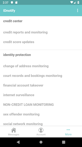Android application IDnotify screenshort