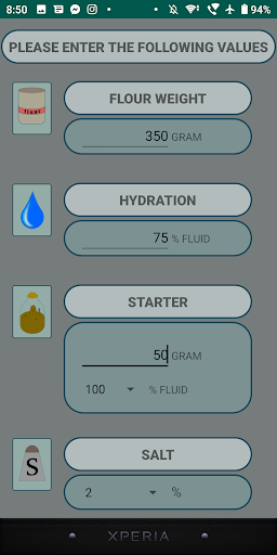 Bread Dough Calculator Screen 2