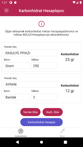 Android application Karbonhidrat-Bolus Hesaplayıcı screenshort