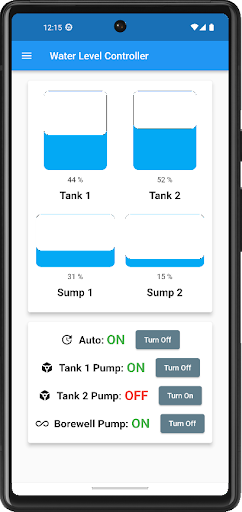 Android application Water Level Controller screenshort