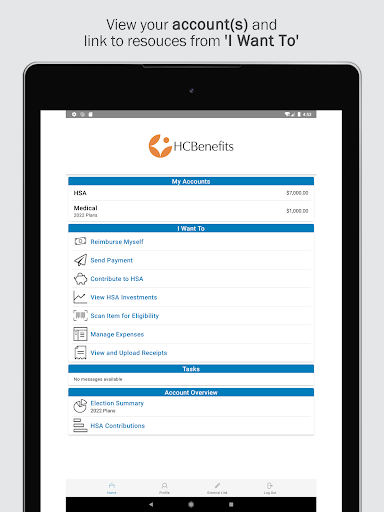 Screenshot of HCBenefits FSA, HRA, HSA