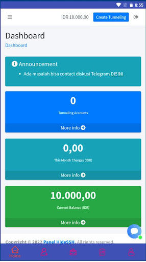 Android application Panel HideSSH Account SSH/VPN screenshort