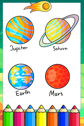 Space & Planets Coloring Book Screen 3