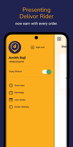 Android application Delivor Rider screenshort