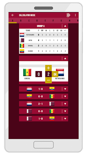 Android application 2022 World Cup Calculator screenshort