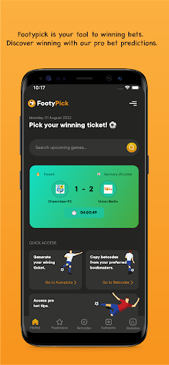 Android application Footypick Bet predictions screenshort