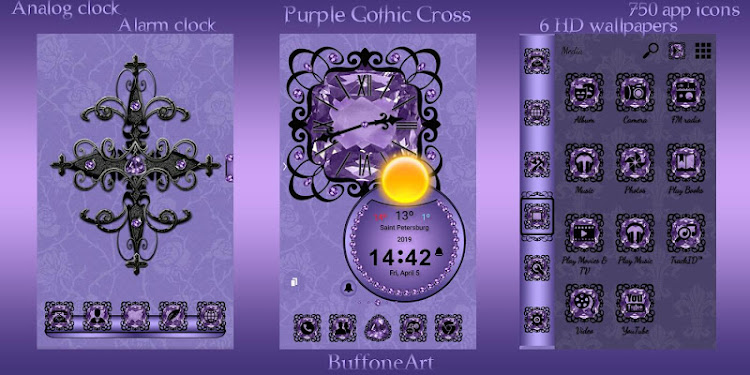 Purple Gothic Cross theme - 1.1 - (Android)