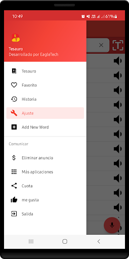 Spanish Thesaurus Screen 2