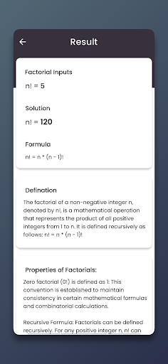 Factorial Calculator Screen 3