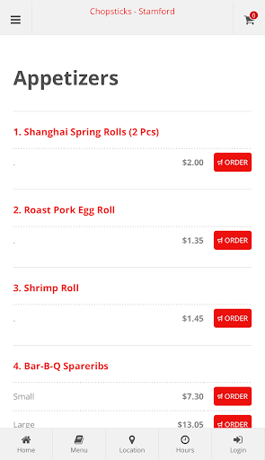 Chopsticks Stamford Ordering Screen 2