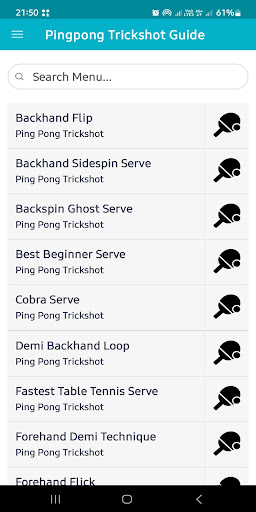 Android application Ping Pong Trickshot Guide screenshort
