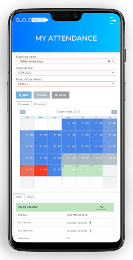 Android application Qloud HRMS screenshort