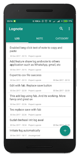 Android application Lognote - Simple Log and Note screenshort